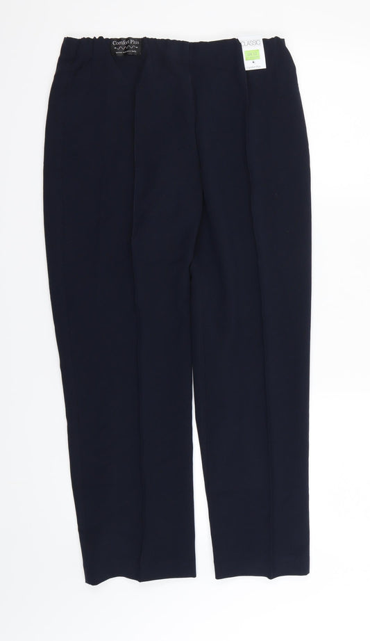 Womens UK Size 12 Classic Regular Fit Dress Pants Blue Trousers