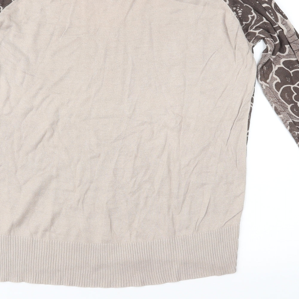 HEINE Womens Brown Floral Knit Pullover Jumper Size 12