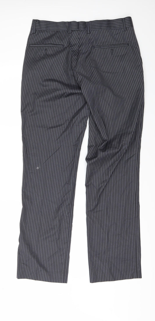 Butler & Webb Mens Grey Striped Trousers Size 32 L31 in