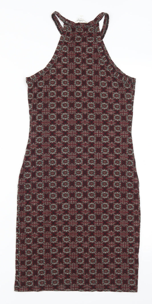 Miss Selfridge Womens Red Geometric Mini Size 10