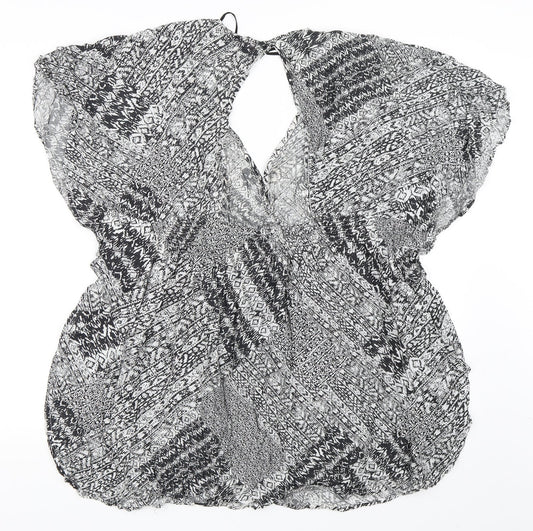 Papaya Womens Black Geometric Kaftan Size S - Beach dress