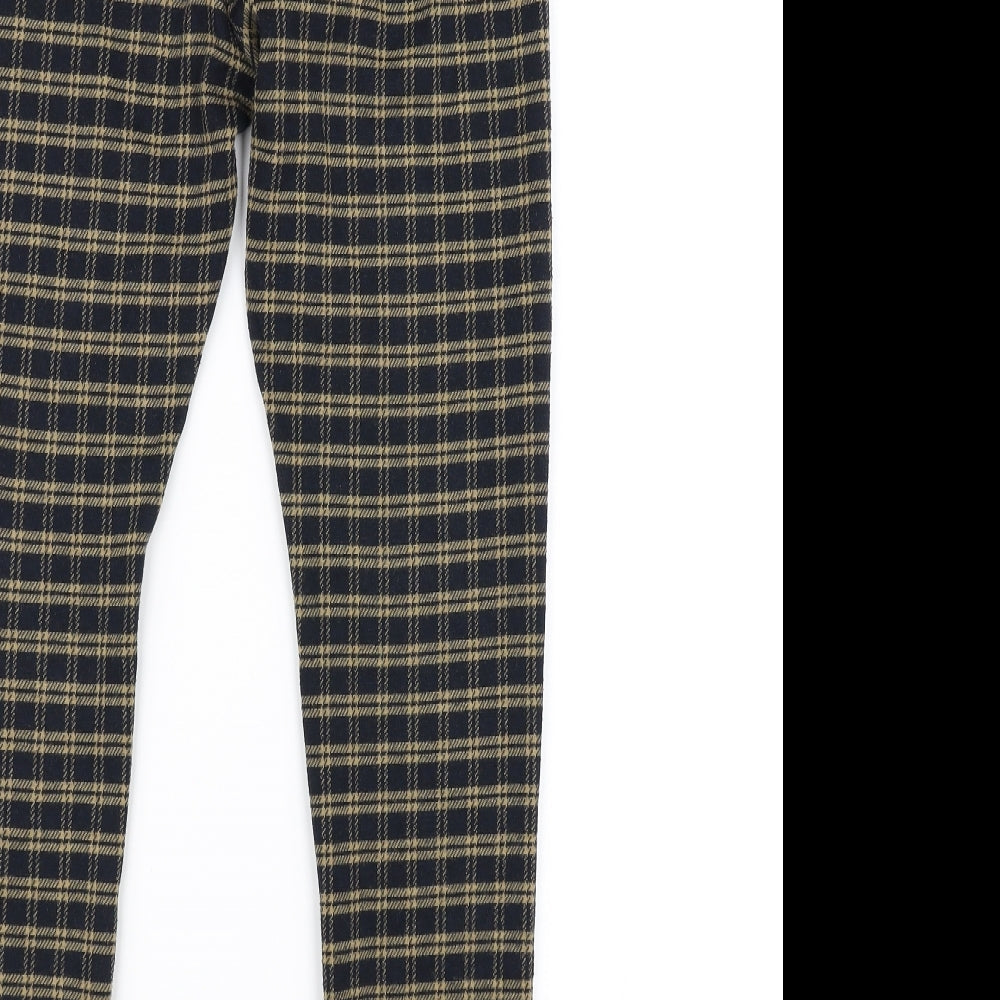 TU Womens Black Check Trousers Size 8 L26 in