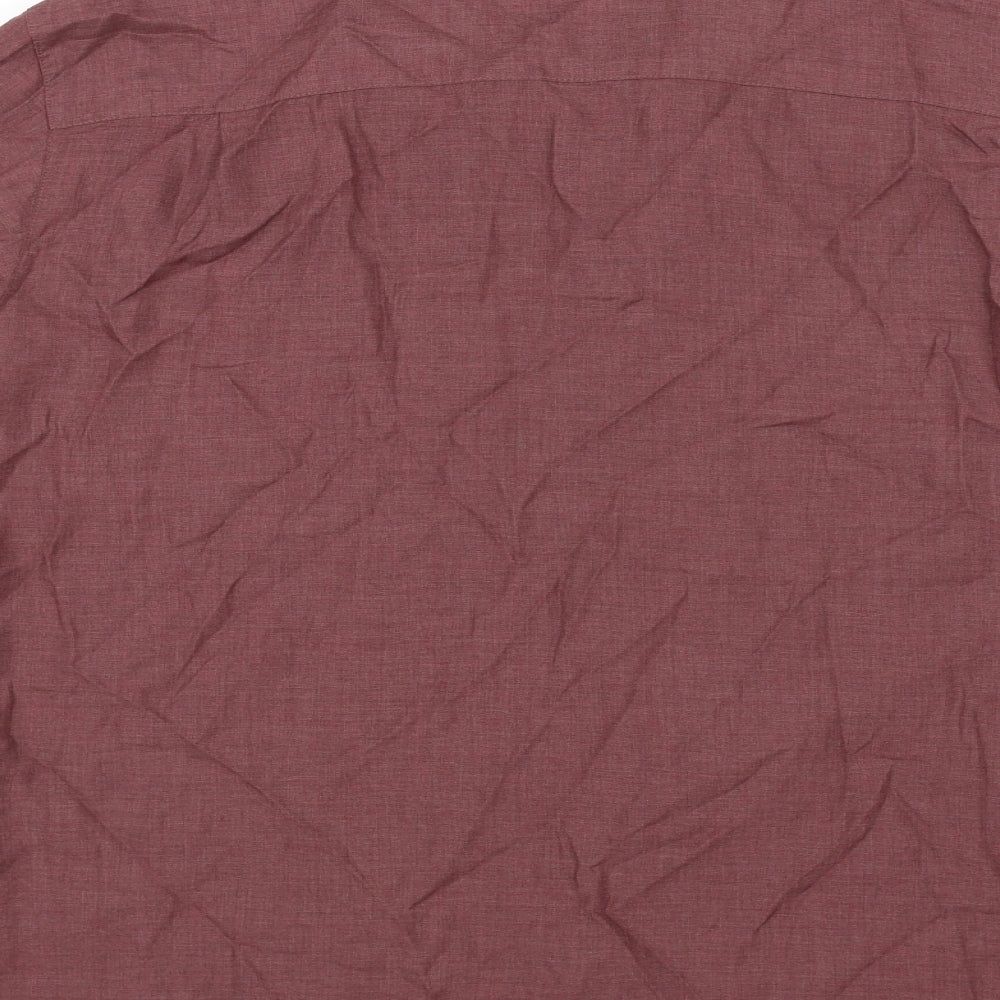 Mens UK Size L Marks and Spencer Red Button-Up Short Sleeve Casual Shirt