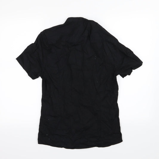 ASOS Mens Black Woven Button-Up Size S