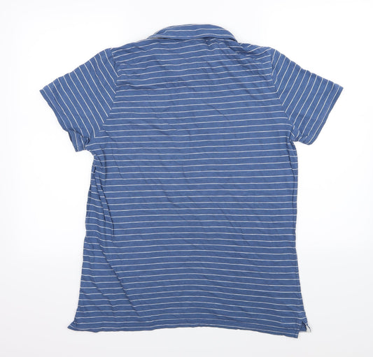 Livergy Mens Blue Striped Jersey Polo Size M