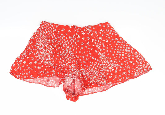Primark Womens Red Floral  Cut-Off Shorts Size 16