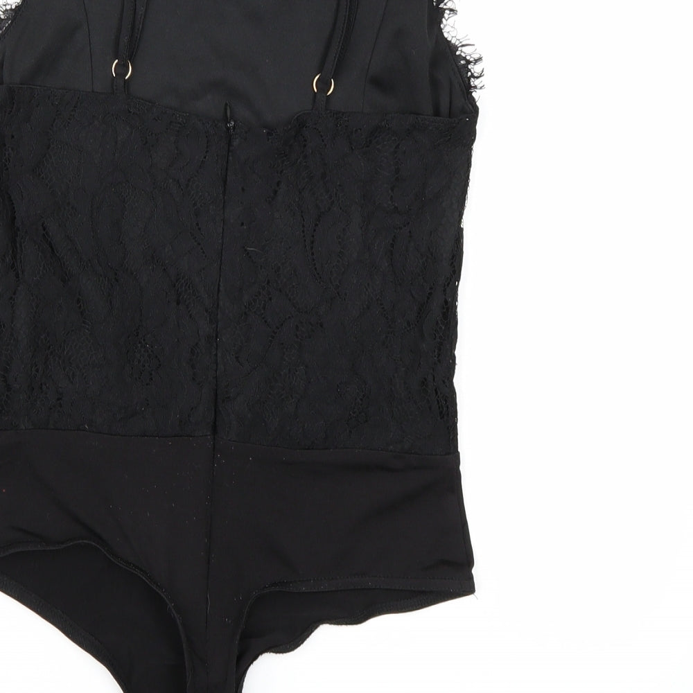 Missguided Womens Black Bodysuit One-Piece Size 6