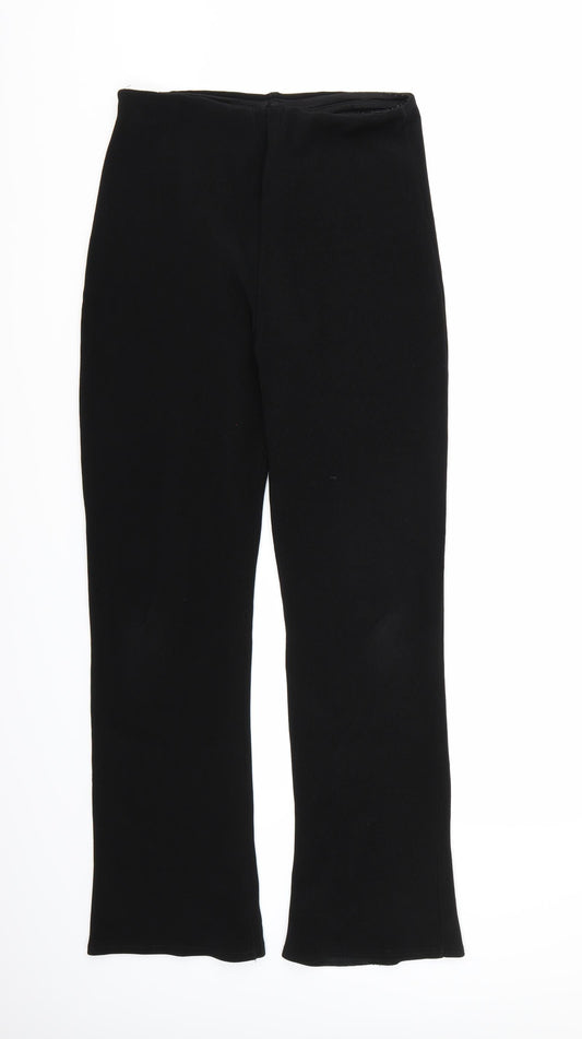 Womens UK Size L Preworn Regular Fit Black Trousers
