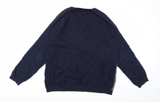 ACW85 Mens Blue Knit Pullover Jumper Size 2XL