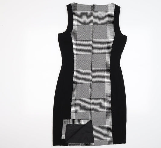 H&M Womens Black Check Knit Shift Size M