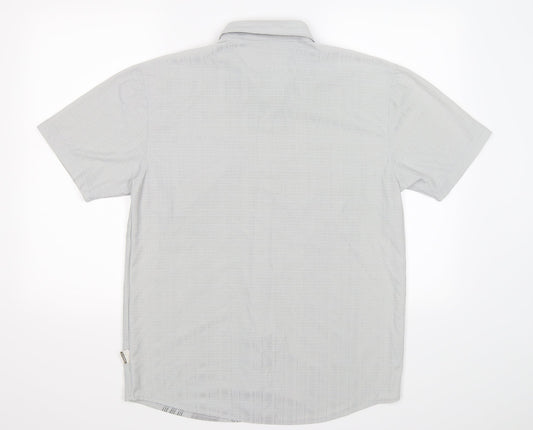 Mens UK Size L GREEN-g Grey Button-Up Short Sleeve Casual Shirt
