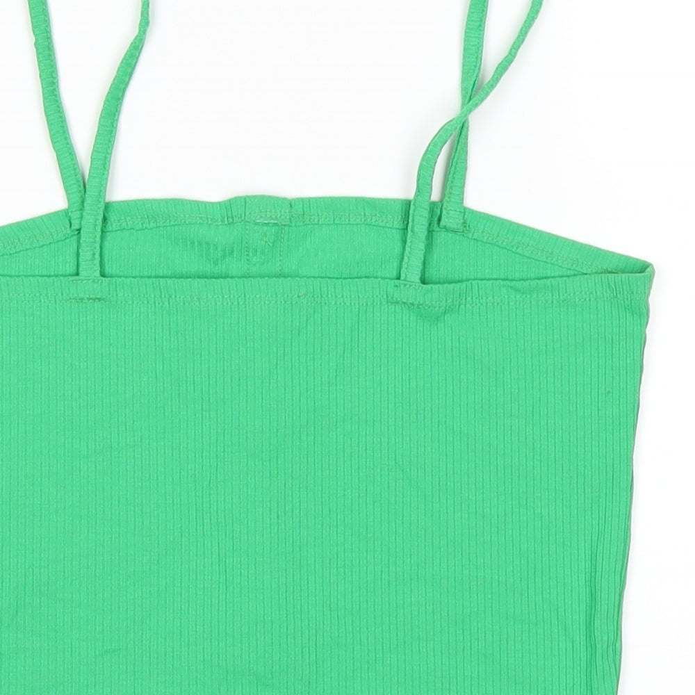 Primark Womens Green Cropped T-Shirt Size 10