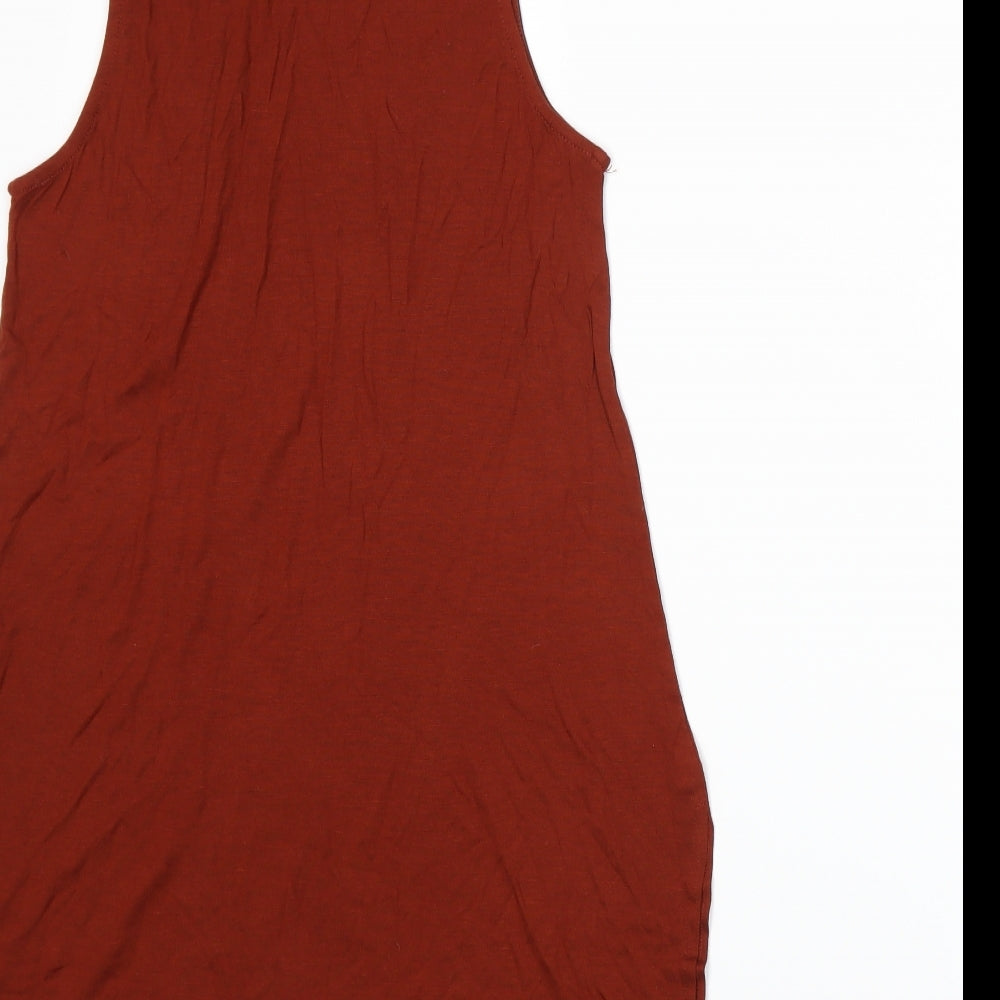 Womens UK Size M Stradivarius Orange Basic Tank