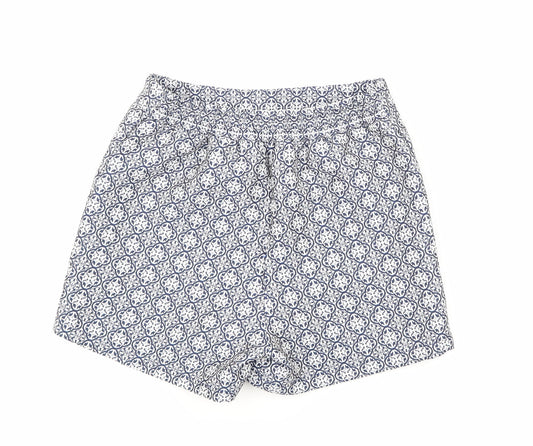 F&F Womens Blue Floral  Hot Pants Shorts Size 23 in