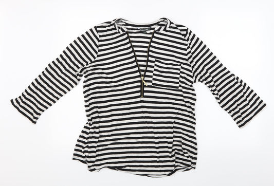 Bonmarché Womens Black Striped Basic T-Shirt Size 10