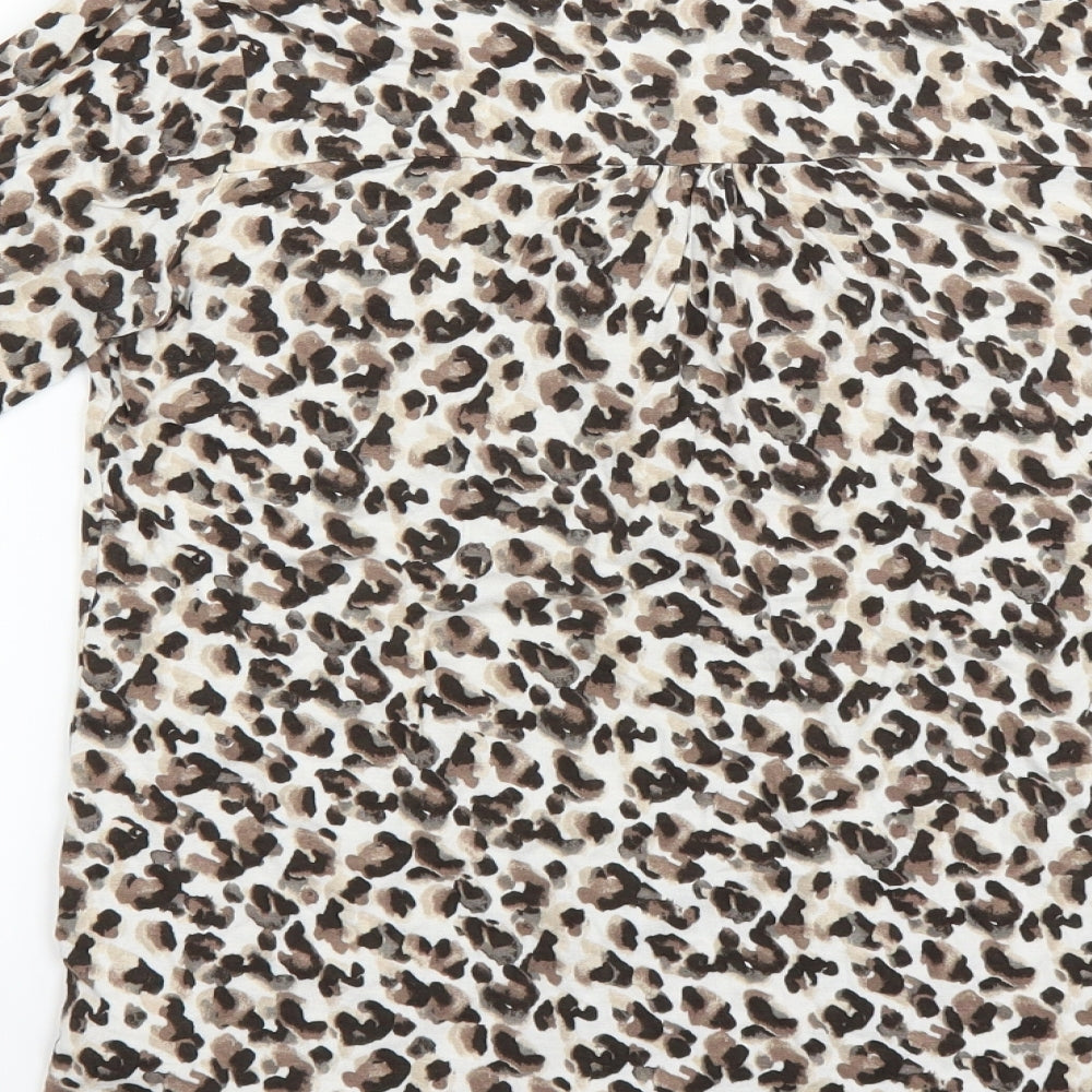Sainsburys Womens Brown Animal Print Basic Blouse Size 10