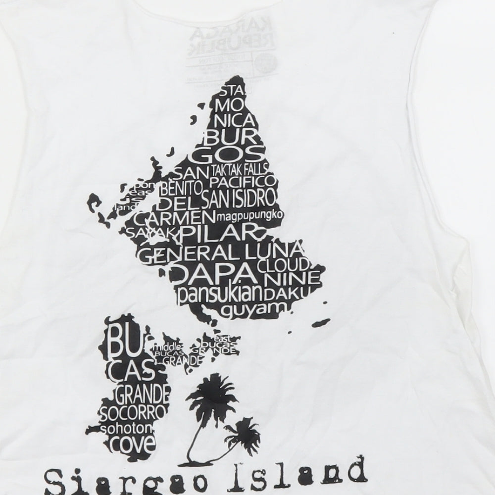 Karaga Womens White Basic T-Shirt Size 2XS