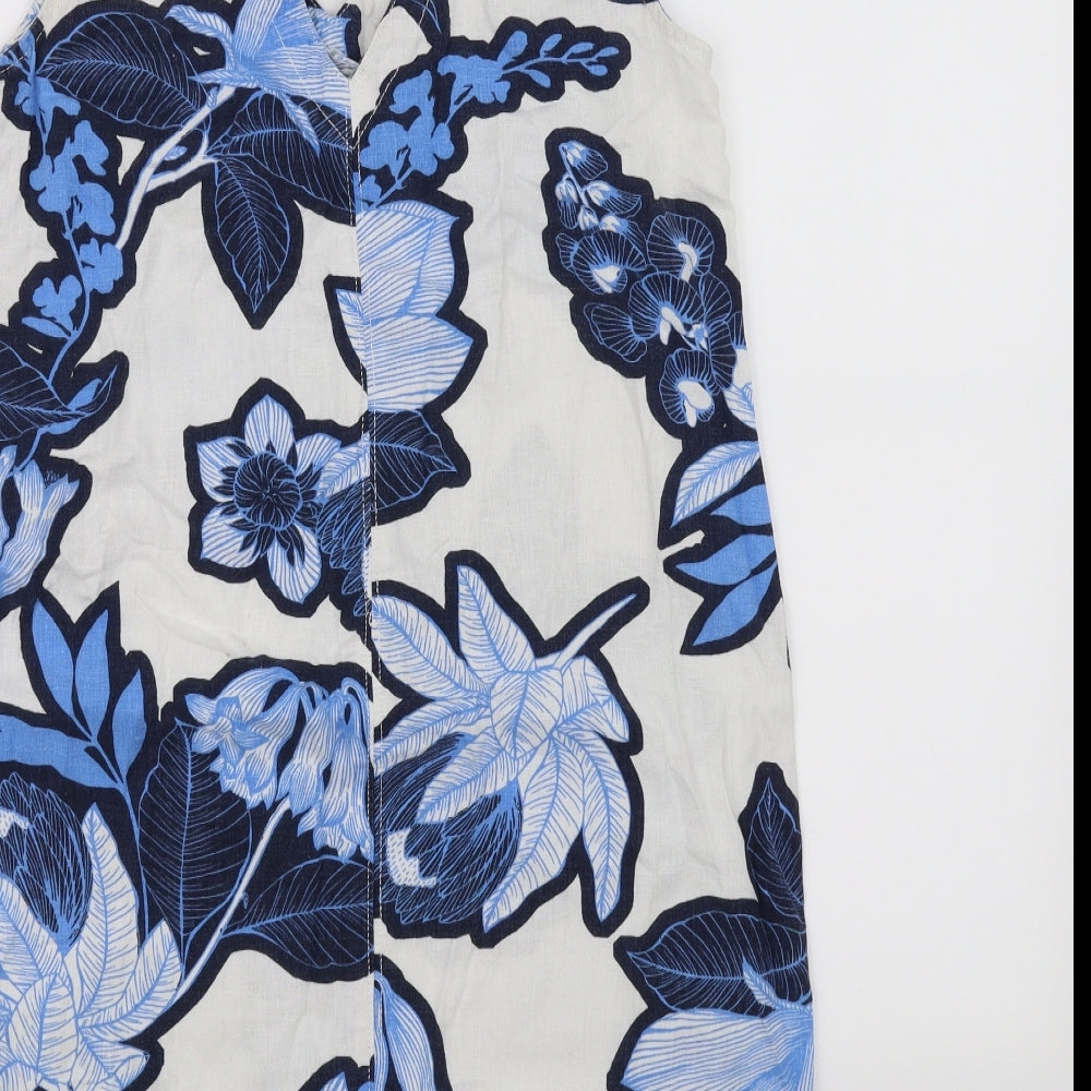 NEXT Womens White Floral A-Line Size 8