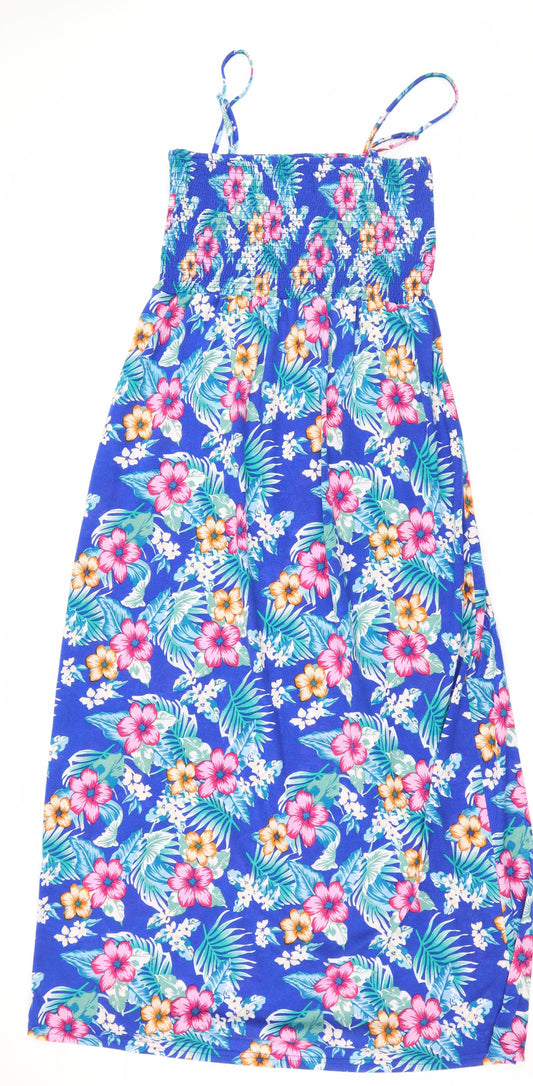 B.You Womens Blue Floral Maxi Size 10