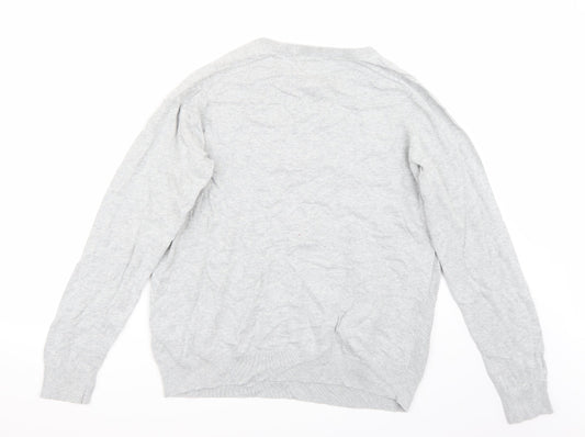 George Mens Grey Henley Jumper Size L