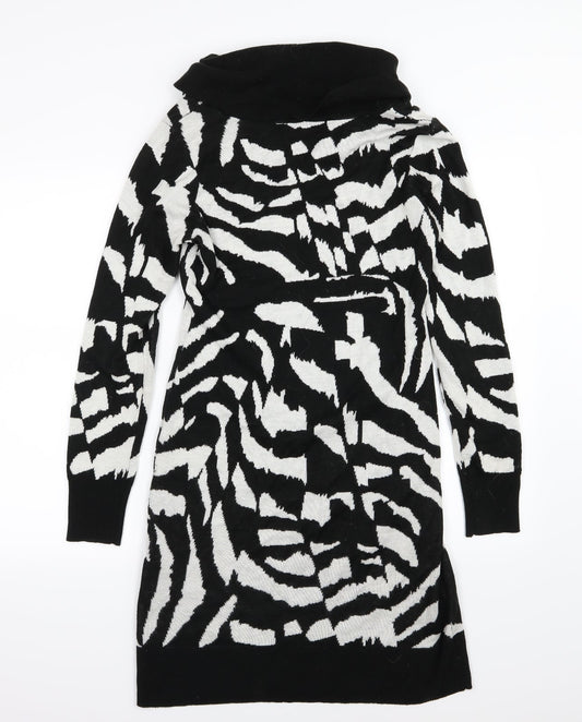 Episode Womens Black Animal Print Knit Jumper Dress Size S