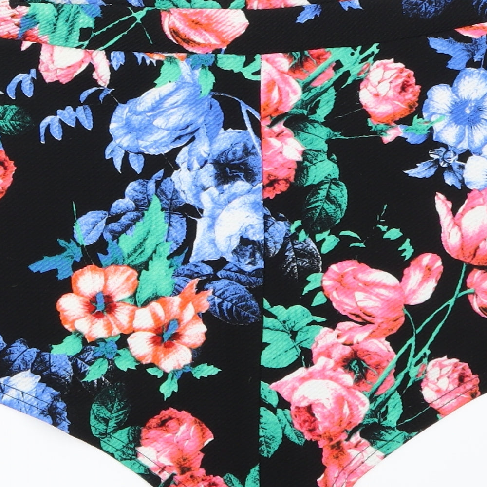 Preworn Womens Black Floral Hot Pants Shorts Size 10
