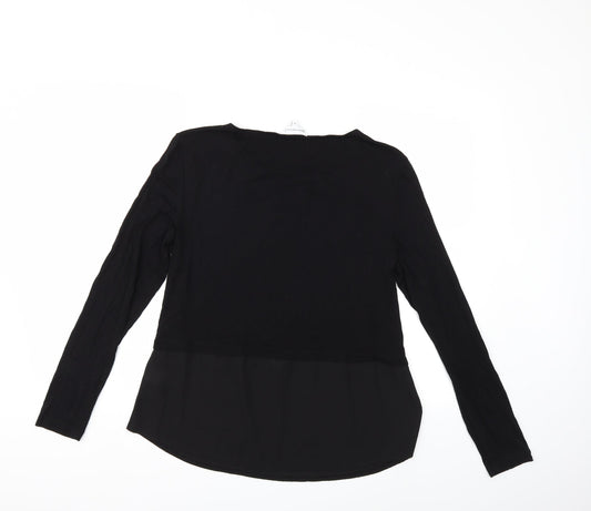 Womens UK Size 14 Warehouse Black Basic T-Shirt
