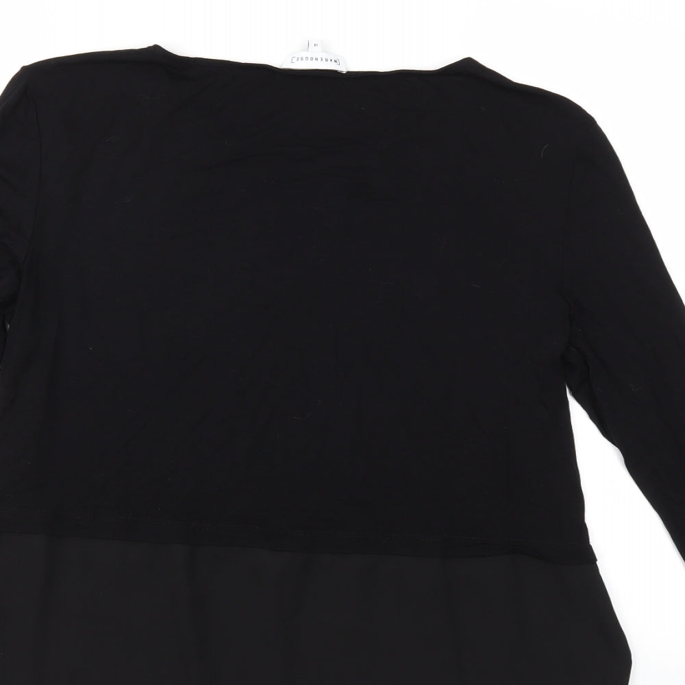 Womens UK Size 14 Warehouse Black Basic T-Shirt