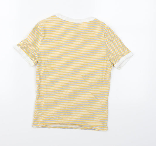 Divided Womens Yellow Striped Basic T-Shirt Size XS