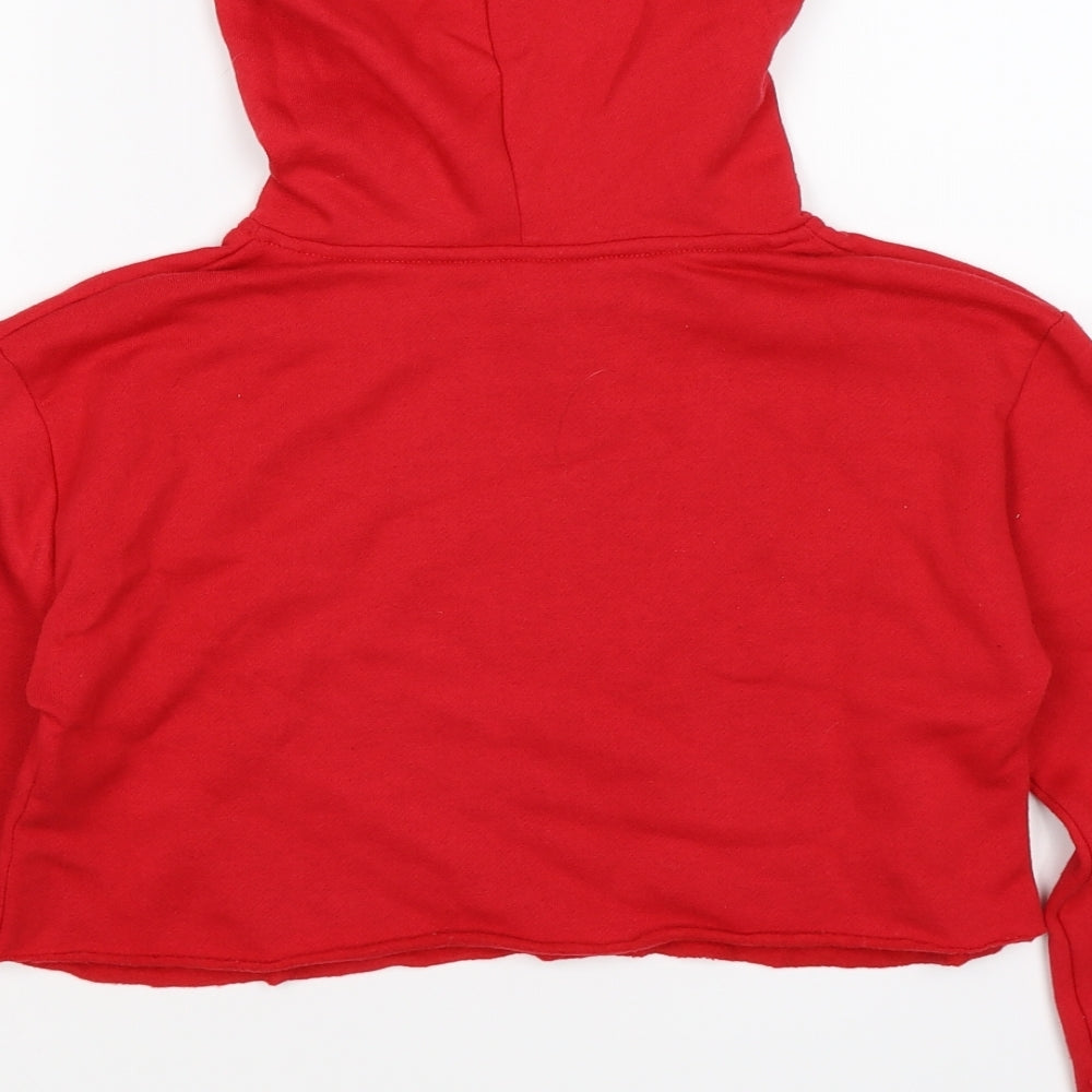New Look Girls Red Jersey Pullover Hoodie Size 10-11 Years - new york. cropped