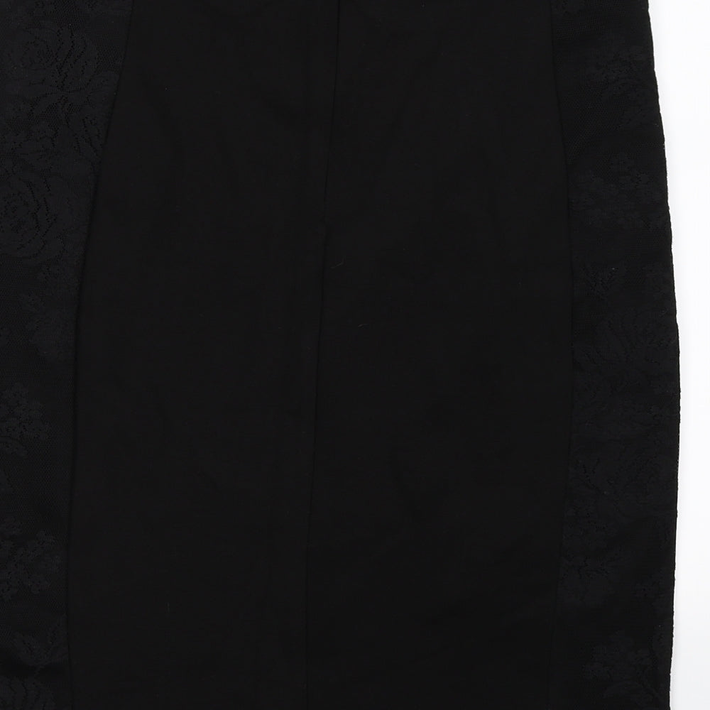 Oasis Womens Black Floral  Straight & Pencil Skirt Size L  - lace floral trim