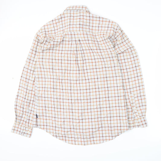 R. Blue Mens Orange Plaid Button-Up Size M