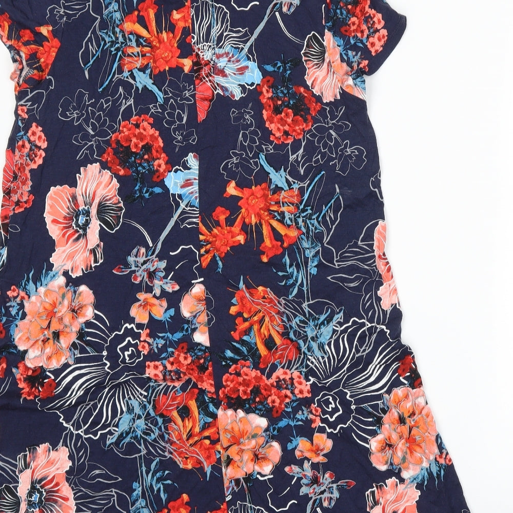 TU Womens Blue Floral A-Line Size 12