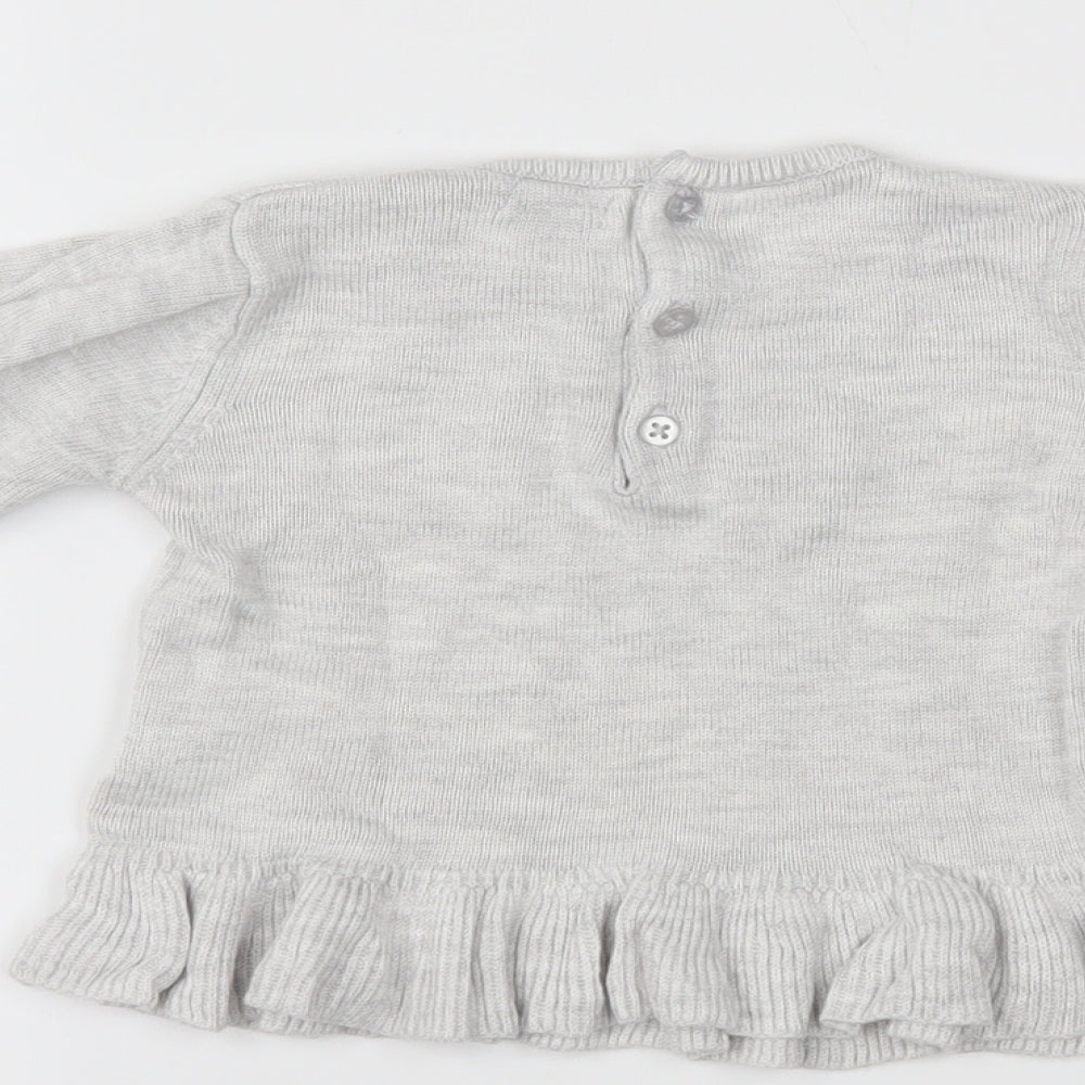 Kiabi Girls Grey Pullover Jumper Size 6-9 Months