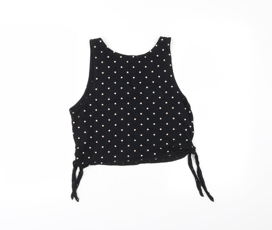 FOREVER 21 Womens Black Polka Dot Cropped Tank Size S