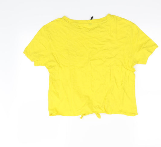 Divided Womens Yellow Cropped T-Shirt Size S