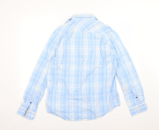 Tasso Ella Mens Blue Striped Woven Button-Up Size M