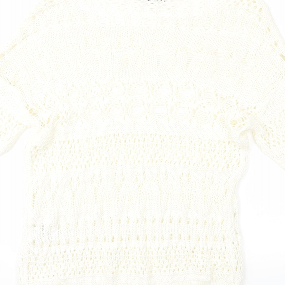 NEXT Womens White Knit Pullover Jumper Size S