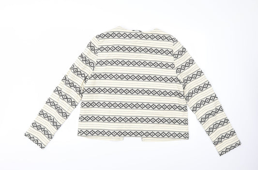 TU Womens White Striped Jacket Coat Size 16