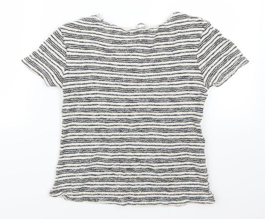 Zara Womens Grey Striped Basic T-Shirt Size S