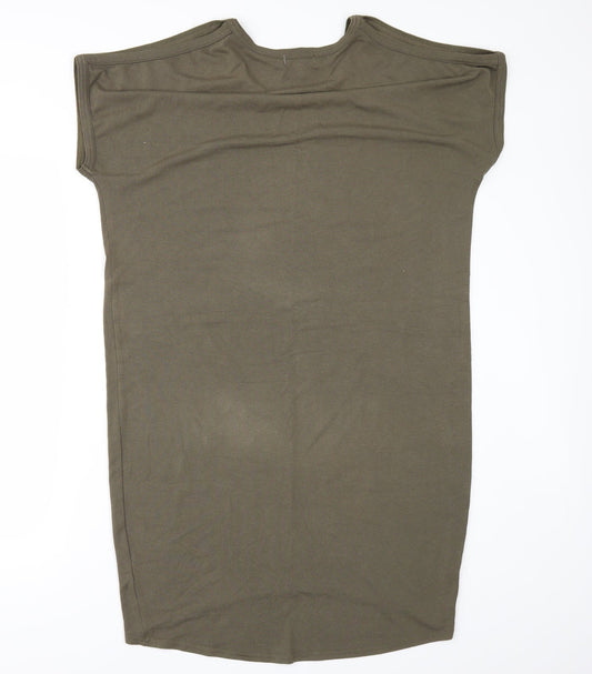 Womens UK Size 8 Apricot Green Basic T-Shirt