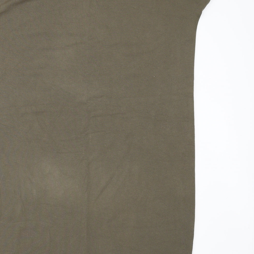 Womens UK Size 8 Apricot Green Basic T-Shirt
