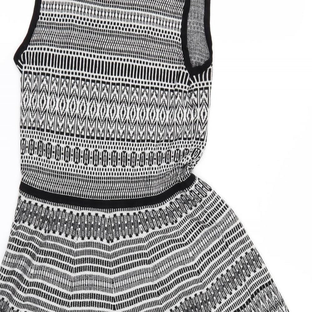Cynthia Rowley Womens Grey Geometric Skater Dress Size S