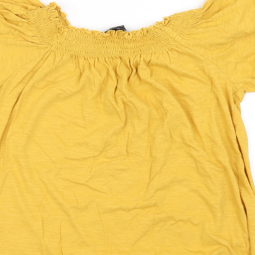 Womens UK Size 6 New Look Yellow Basic T-Shirt