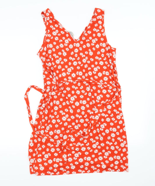 George Womens Red Floral Basic Blouse Size 14