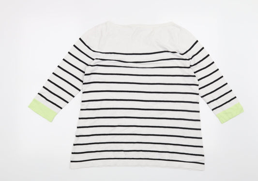 Street One Womens White Striped Pullover Jumper Size 12