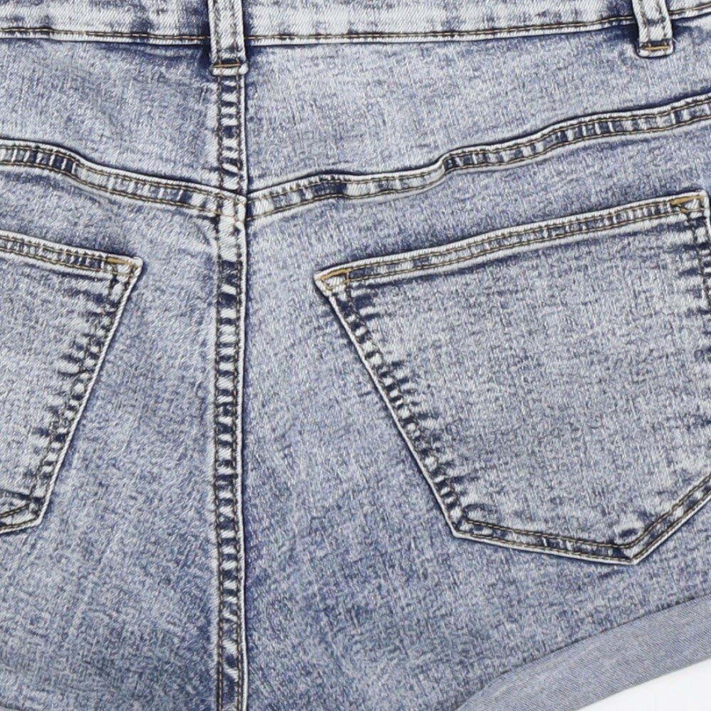 Divided Womens Blue Denim Hot Pants Shorts Size 10