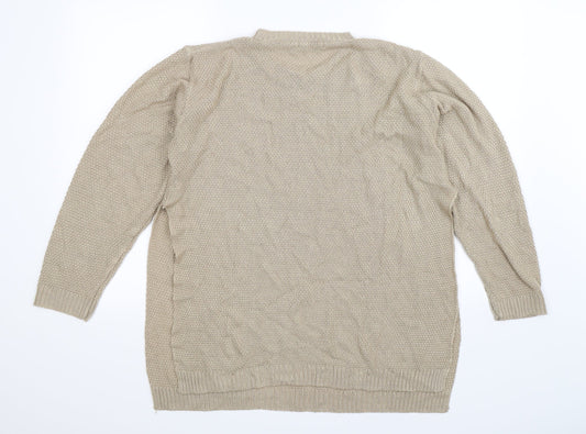 Boohoo Womens Beige Knit Pullover Jumper Size L