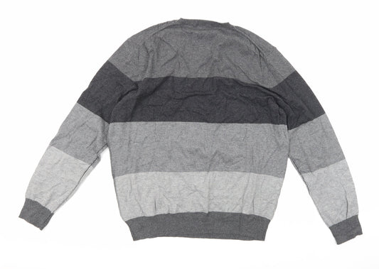 Gap Mens Grey Striped Knit Pullover Jumper Size L