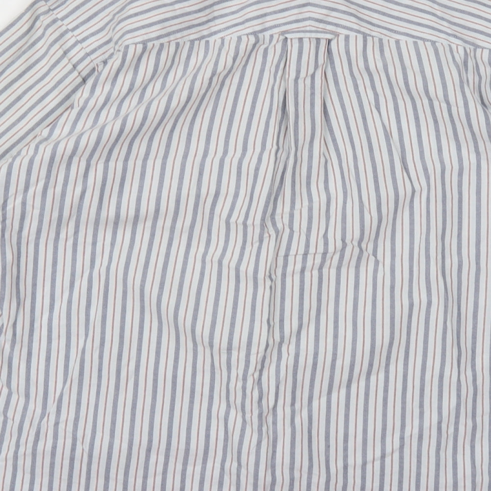Mens UK Size M john ew Blue Button-Up Long Sleeve Casual Shirt